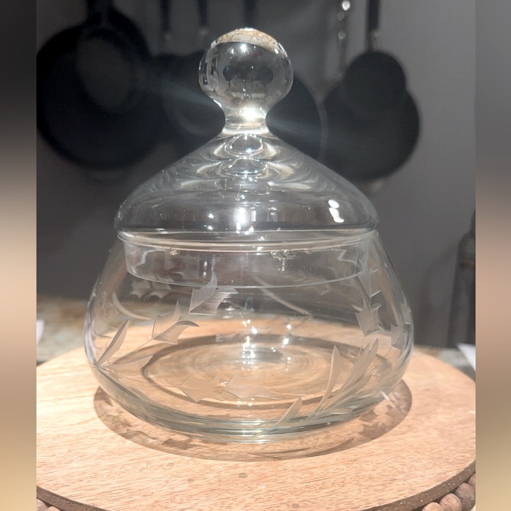 Etched Glass Jar